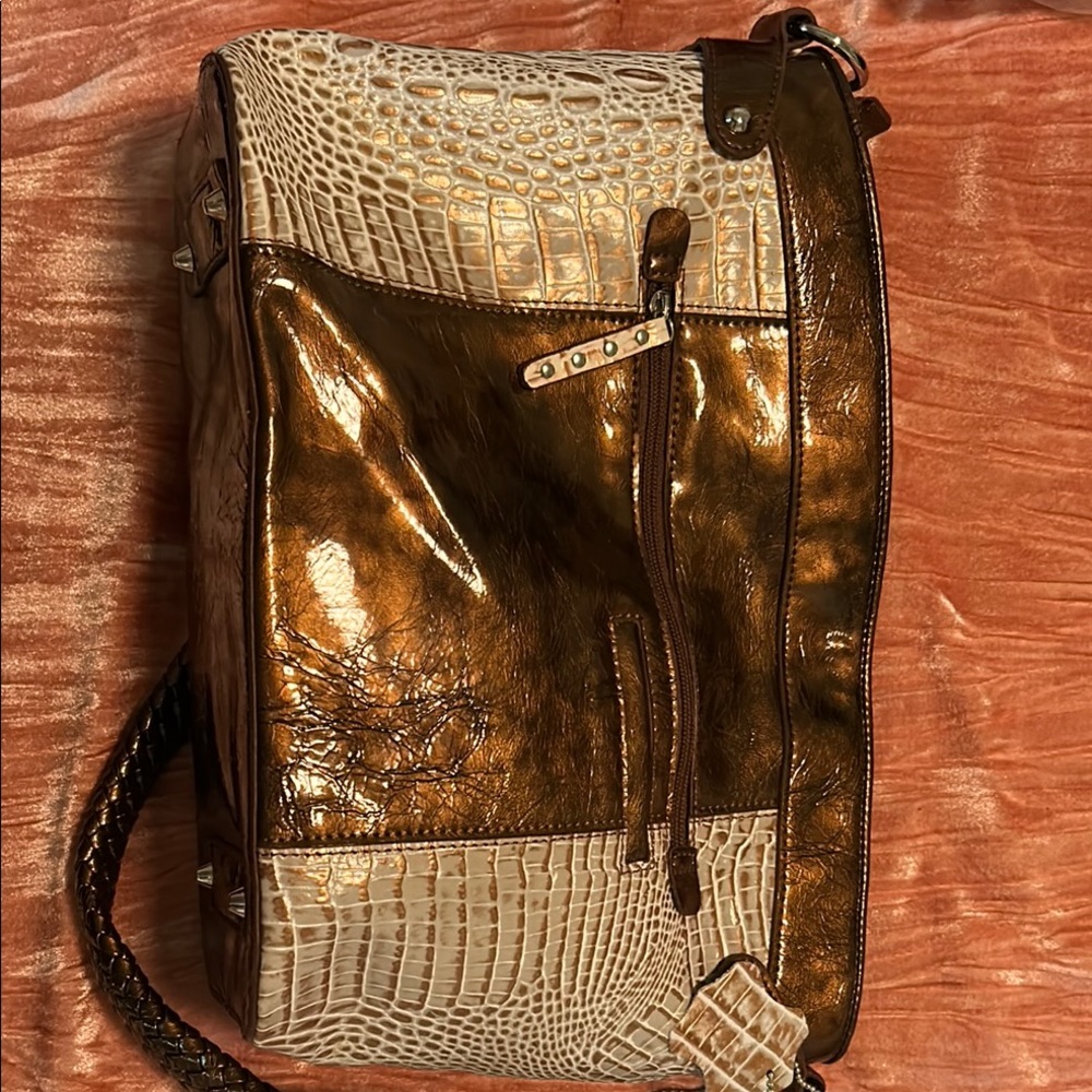 Elegant Brown and Cream Women's Bag